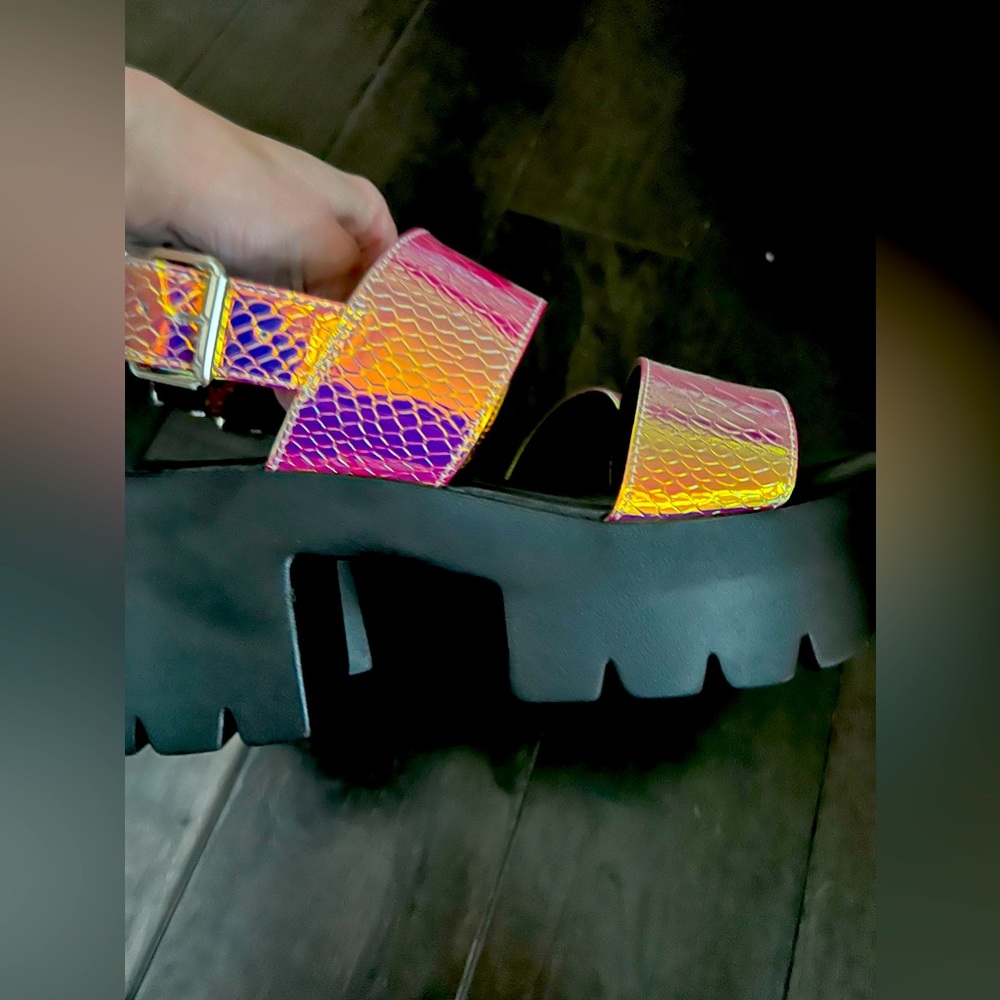 Brand new iridescent platform sandals from asos - rave or festival